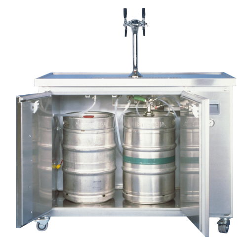 Beer bar mobile MT2 con raffreddamento a flusso continuo per 2 fusti di birra