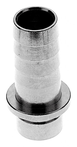 ugello per tubo Co2 da 4 mm diritto con collare e spalla, ottone nichelato, interno stagnato.